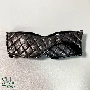 Black Leather-Accented Statement Sunglasses by Chanel, view 2