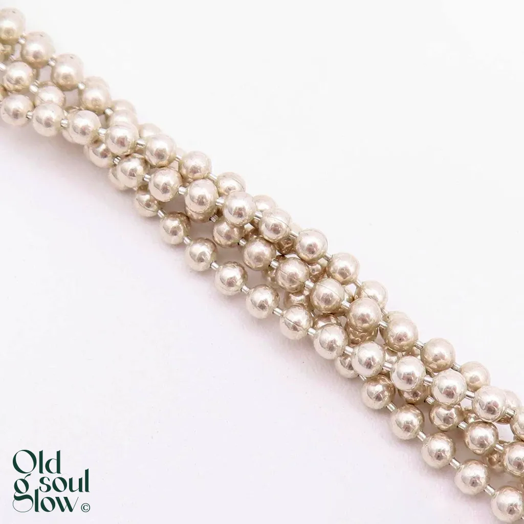 Sterling Silver Beaded Chain Necklace with Pink Gemstone Accent, view 3