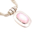 Sterling Silver Beaded Chain Necklace with Pink Gemstone Accent, view 2