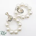 Oversized Vintage Hoop Earrings with Mabé Pearl Accent, view 2