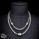 Long Crystal-Accented Chain Necklace in Silver Tone by Christian Dior, view 2