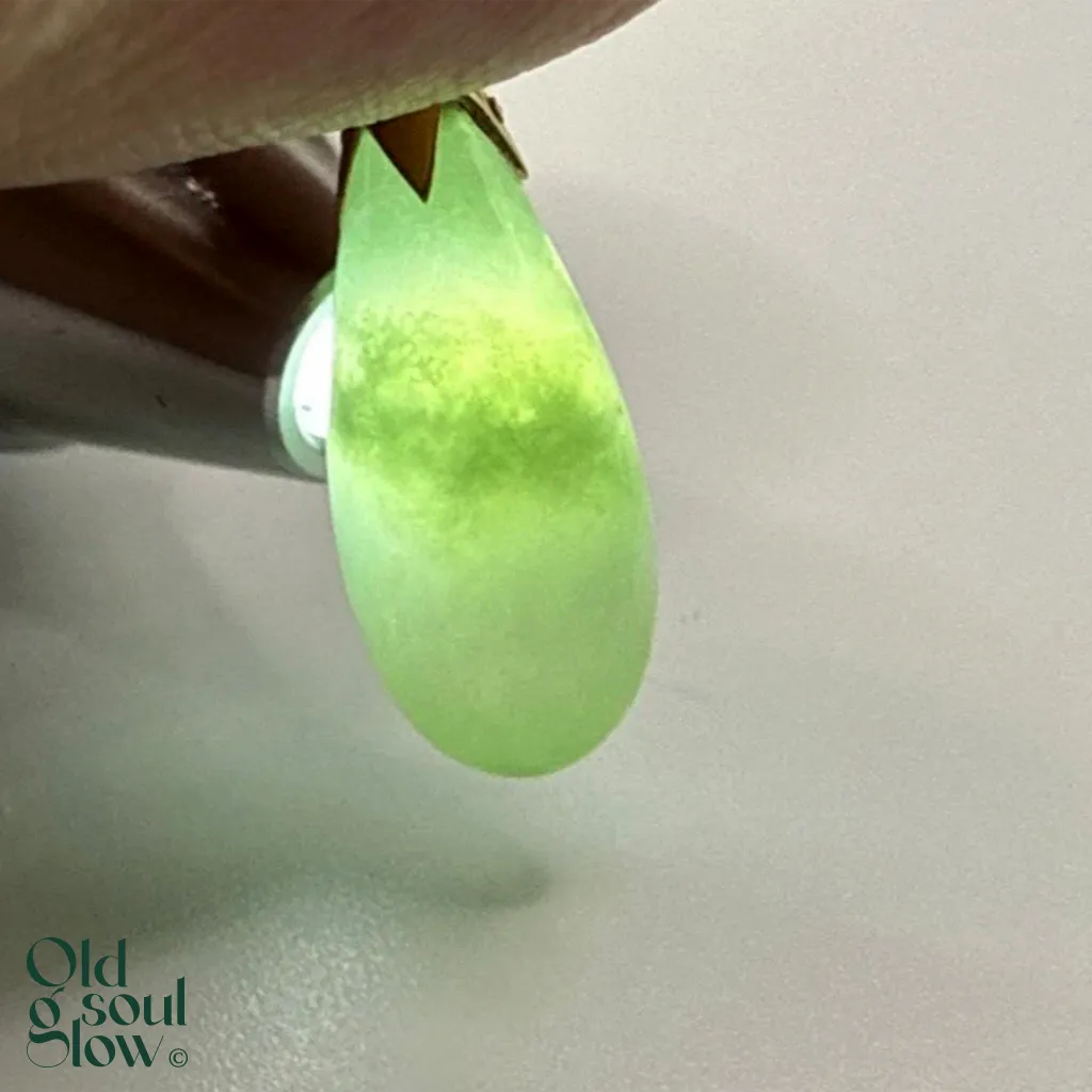 Vintage 14K Gold Jadeite Drop Earrings, view 3