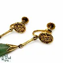 Vintage 14K Gold Jadeite Drop Earrings, view 2