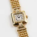 Cartier 18K Gold Cushion Watch with Diamond Bezel, view 2