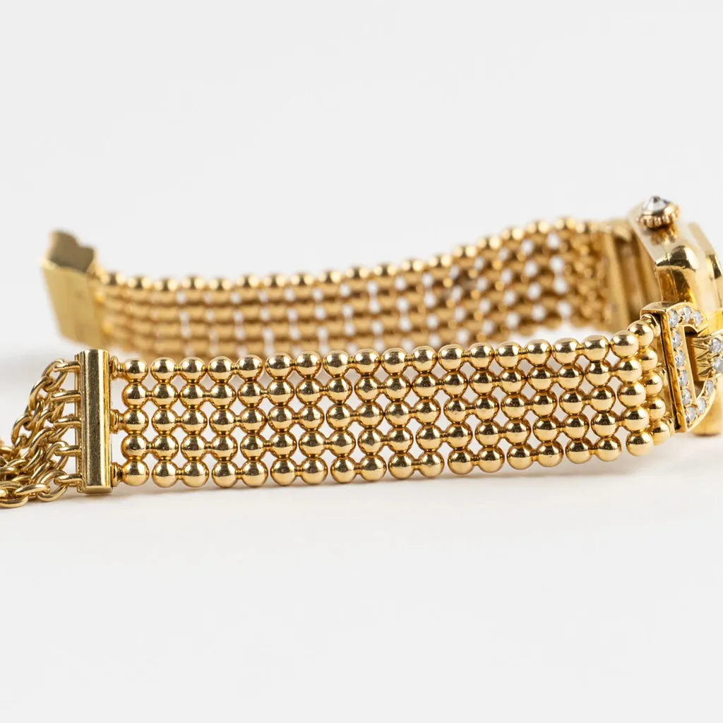 Cartier 18K Gold Cushion Watch with Diamond Bezel, view 6