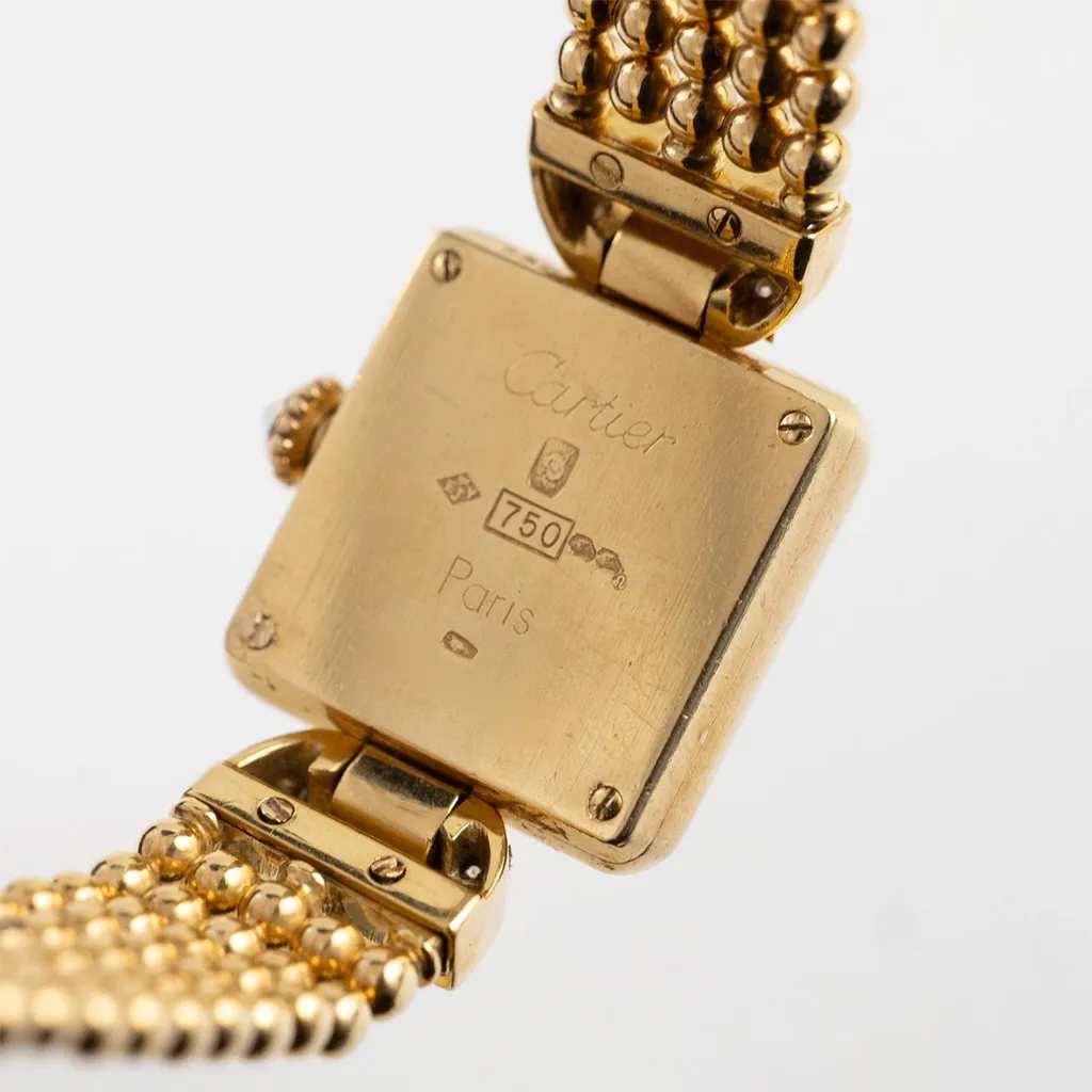 Cartier 18K Gold Cushion Watch with Diamond Bezel, view 4
