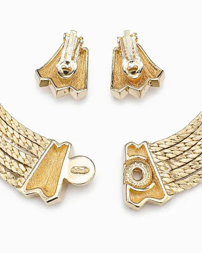 Christian Dior Vintage Blue Rhinestone Necklace and Earrings Set, view 2