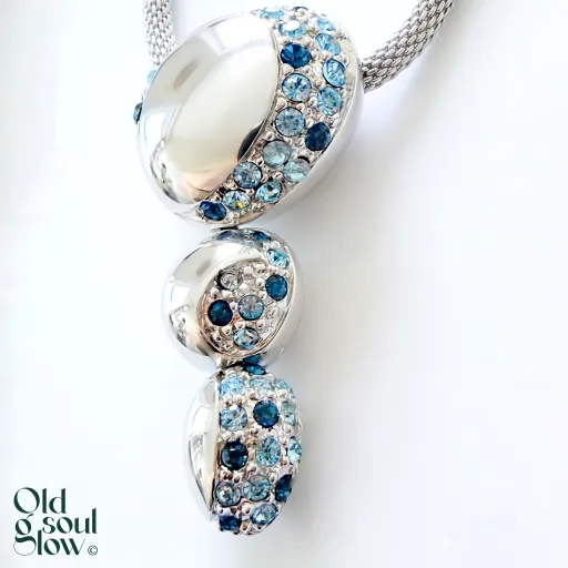 Grossé Rhodium Y-Necklace with Blue Pavé, view 2