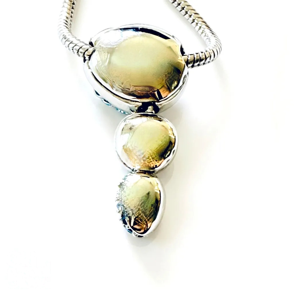 Grossé Rhodium Y-Necklace with Blue Pavé, view 3