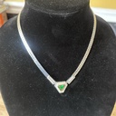 Christian Dior Vintage Triangle Green Crystal Necklace, Silver Tone, view 2