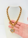 Susan Shaw Vintage Faux Ancient Roman Coin Pendant Necklace, Matte Gold, view 2