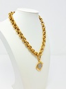 Susan Shaw Vintage Faux Ancient Roman Coin Pendant Necklace, Matte Gold, view 4