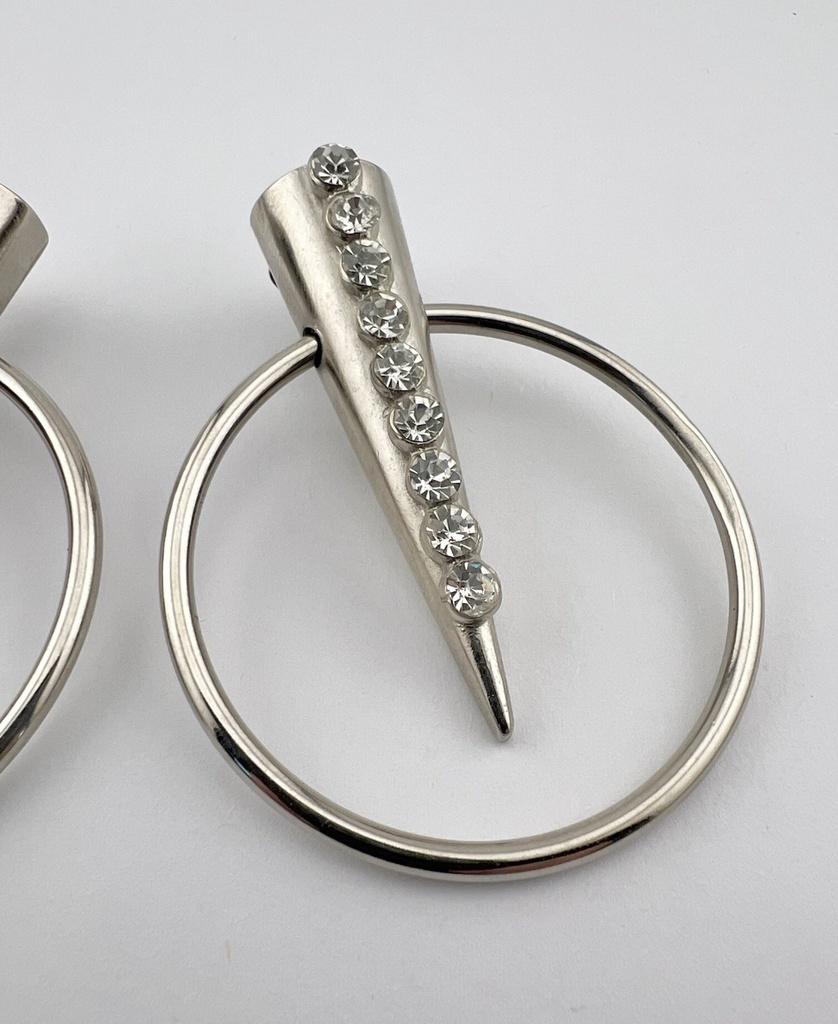 Gianni Versace Vintage 1980s Geometric Clip-On Earrings, Silver Tone, view 2