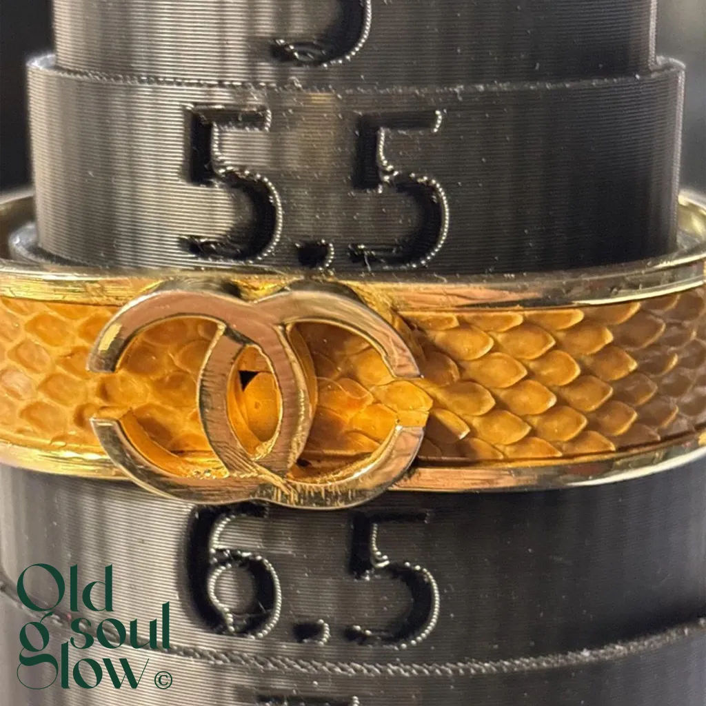 Chanel Vintage Python Interlocking Cuff Bracelet, view 2