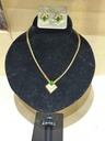 Christian Dior Vintage Green Glass and Rhinestone Necklace and Clip-On Earrings Set, view 2