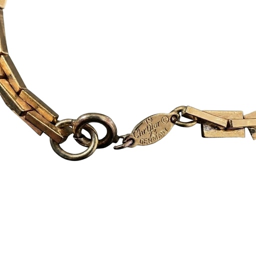 Christian Dior Vintage Rhinestone Station Choker Necklace, Gold Tone, view 2