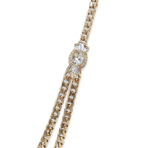 Givenchy Vintage 1980s Two-Strand Gold-Tone Chain Necklace with Crystal Stations, view 2