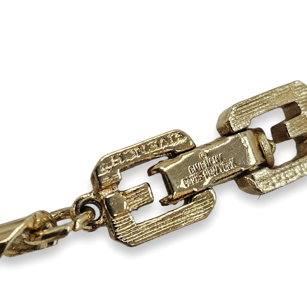 Givenchy Vintage 1980s Two-Strand Gold-Tone Chain Necklace with Crystal Stations, view 3