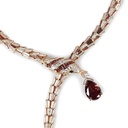 Vintage-Inspired Crystal Snake Necklace and Earrings Set with Deep Red Teardrop Stones, Gold Tone, view 4
