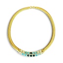 Christian Dior Vintage Blue and Clear Crystal Mesh Choker and Clip Earrings Set, Gold Tone, view 2