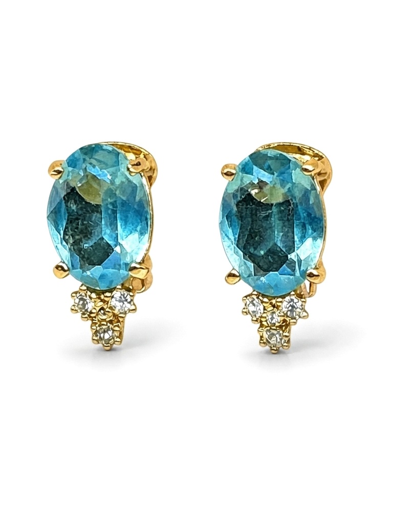 Christian Dior Vintage Blue and Clear Crystal Mesh Choker and Clip Earrings Set, Gold Tone, view 4