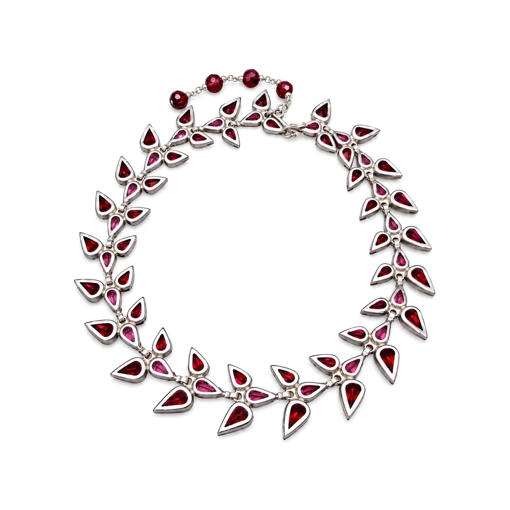 Vintage Pink and Red Rhinestone Collar Necklace, Attributed to Roger Scemama for Christian Dior, view 2