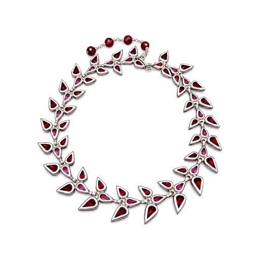 Vintage Pink and Red Rhinestone Collar Necklace, Attributed to Roger Scemama for Christian Dior, view 2