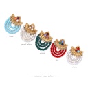 Vintage-Inspired Handmade Turkish Crescent Earrings with Beaded Strands, Gold-Plated Brass, view 2