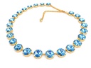 Vintage-Inspired Aquamarine and Light Sapphire Crystal Double-Strand Rivoli Choker, 14K Gold Plated, view 3