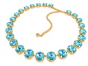 Vintage-Inspired Aquamarine and Light Sapphire Crystal Double-Strand Rivoli Choker, 14K Gold Plated, view 4