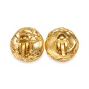 Vintage French Gilded Resin Clip Earrings with Green and Clear Stones, Unsigned, view 2
