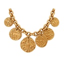 Monet Vintage 1980s Matte Gold-Tone Ancient Coin Charm Necklace, view 2