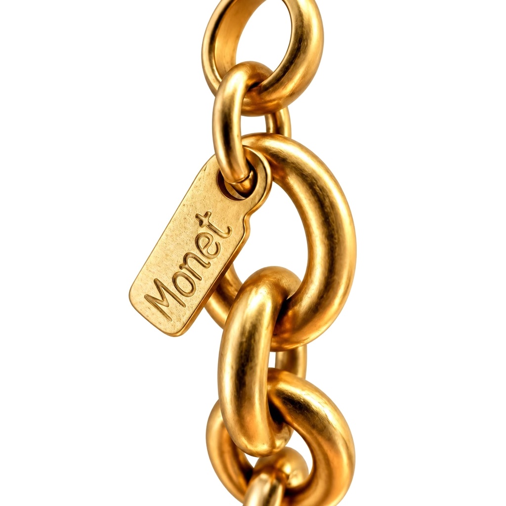 Monet Vintage 1980s Matte Gold-Tone Ancient Coin Charm Necklace, view 3