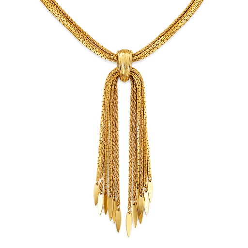 Monet Vintage 1960s Gold-Tone Waterfall Tassel Statement Necklace, view 2