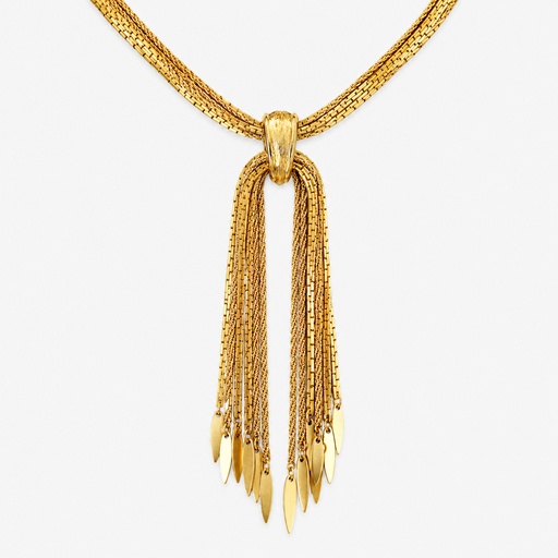 Monet Vintage 1960s Gold-Tone Waterfall Tassel Statement Necklace, view 2