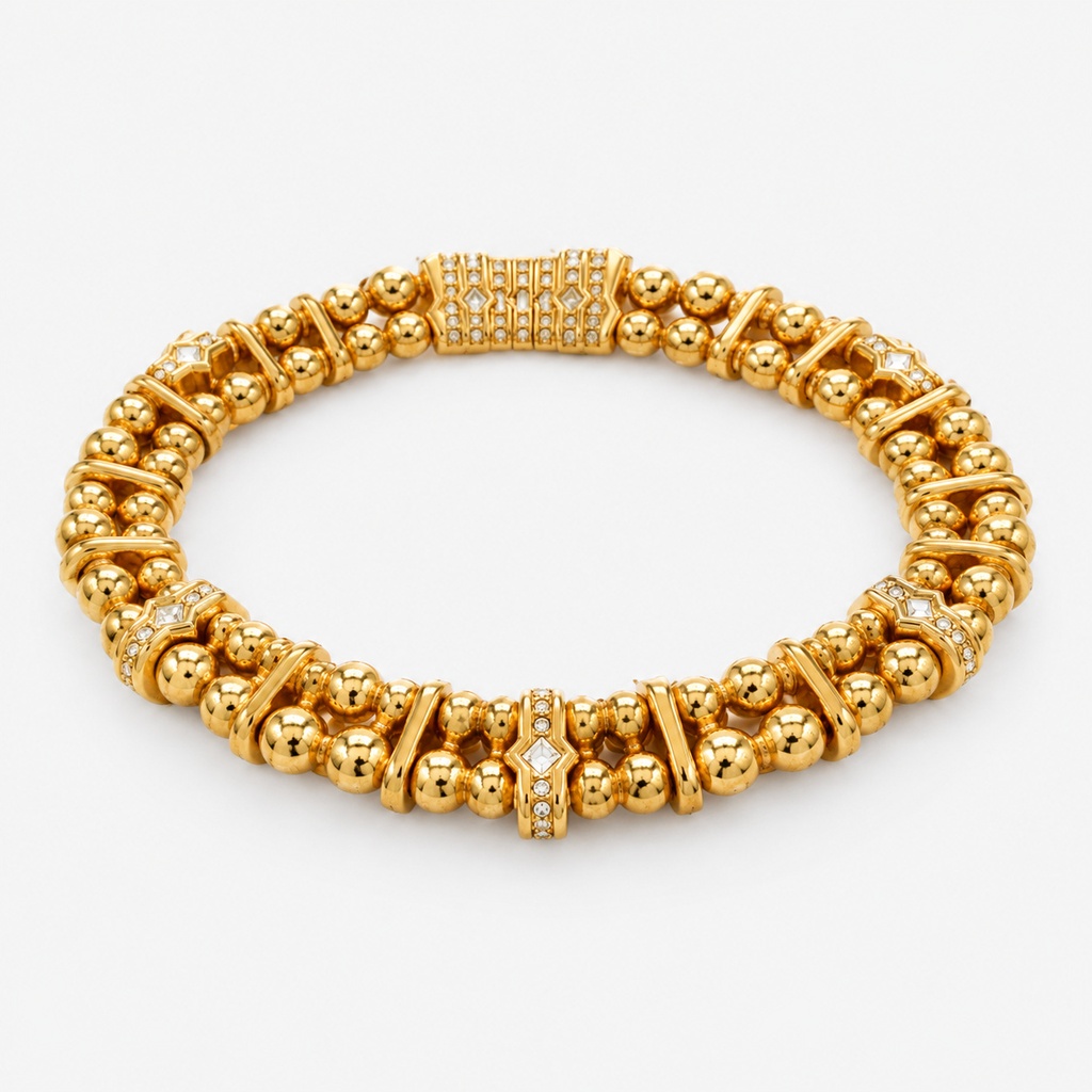 Christian Dior Vintage 1980s Gold-Tone Rhinestone Collar Necklace, view 2