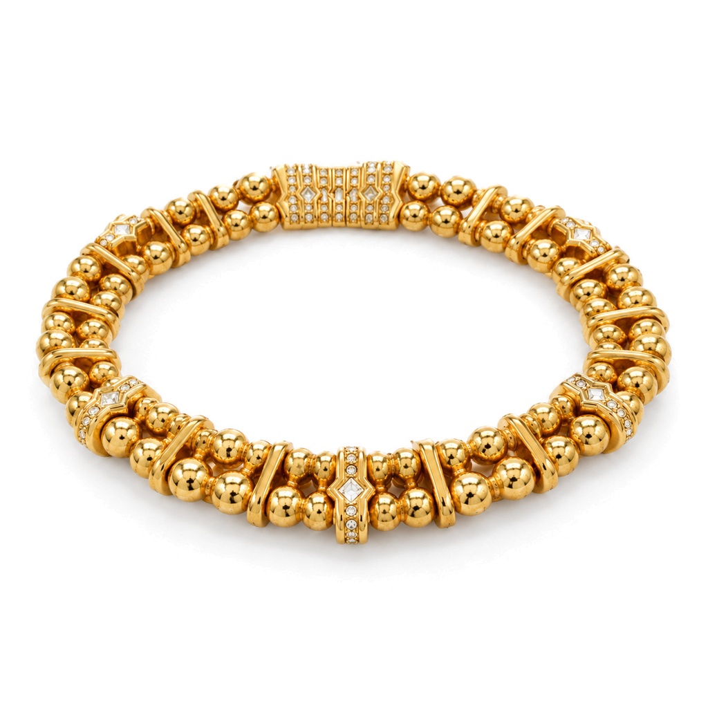 Christian Dior Vintage 1980s Gold-Tone Rhinestone Collar Necklace, view 2