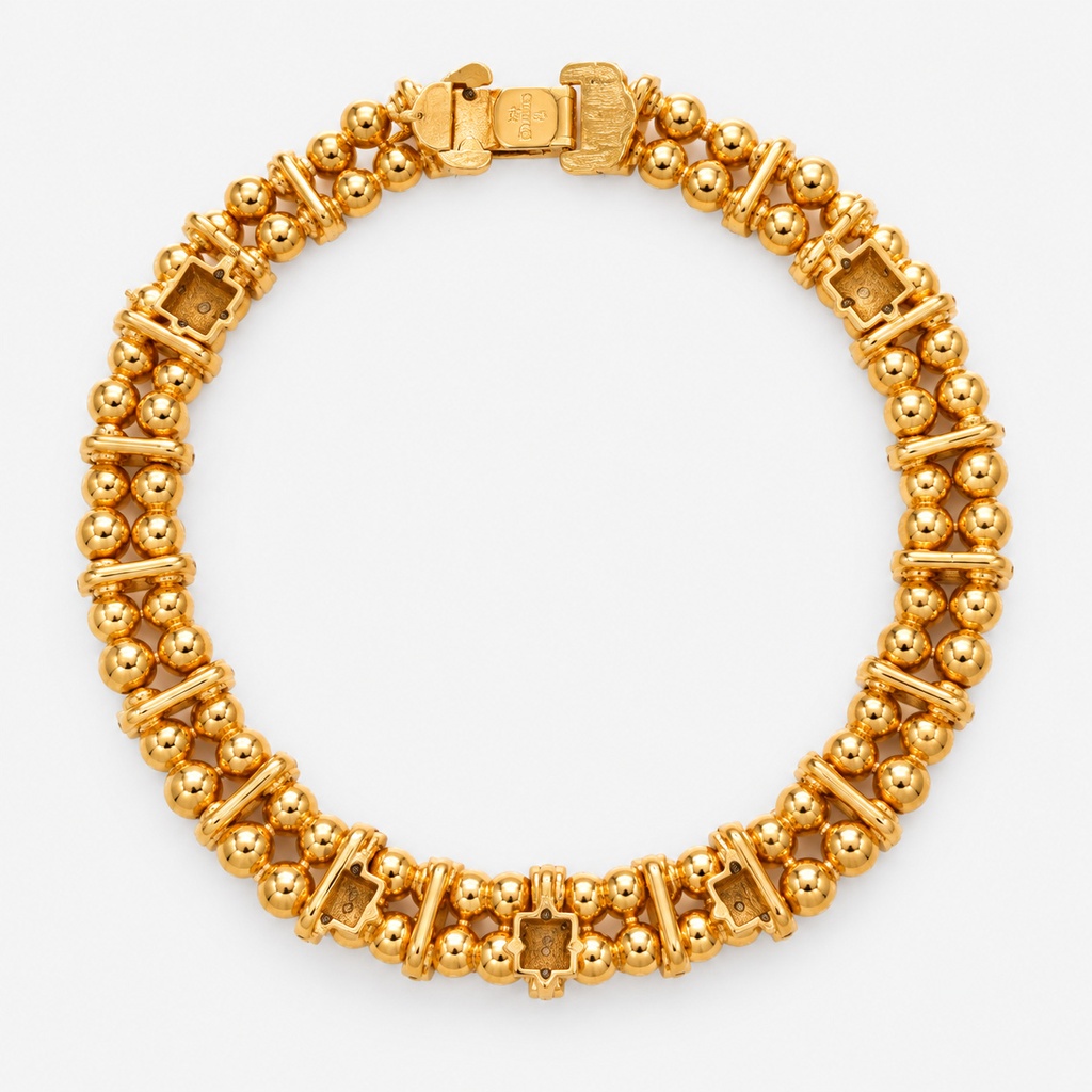 Christian Dior Vintage 1980s Gold-Tone Rhinestone Collar Necklace, view 3