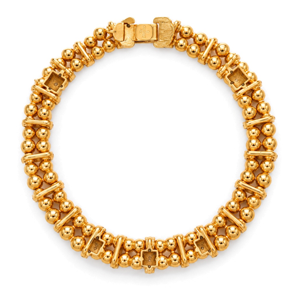 Christian Dior Vintage 1980s Gold-Tone Rhinestone Collar Necklace, view 3
