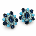 Christian Dior Vintage Mitchel Maer Blue Crystal Clip-On Earrings, view 2