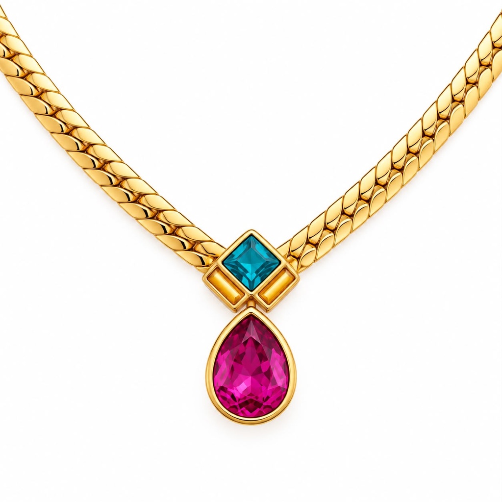 Swarovski Vintage Rhinestone Pendant Necklace and Earrings Set, Gold Tone, view 2