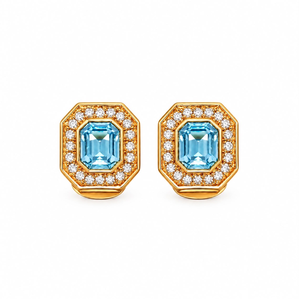 Christian Dior Vintage Blue Crystal Necklace and Earrings Set, Gold Tone, view 3