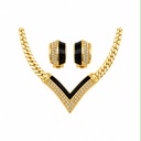 Christian Dior Vintage Black Enamel Crystal Necklace and Clip-On Earrings Set, view 2