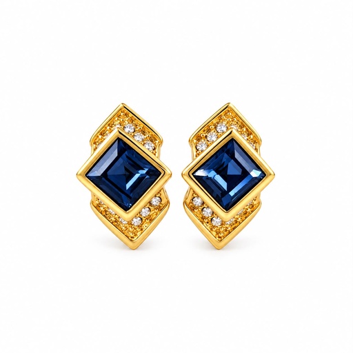 Christian Dior Vintage Blue Stone Necklace and Clip-On Earrings Set, Gold Tone, view 2