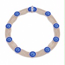 Vintage-Inspired Cobalt Blue Enamel Medallion Choker and Tassel Earrings, Silver Tone (set: choker, view 2)