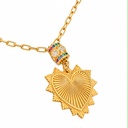 Vintage-Inspired Gold Heart Pendant and Malachite Bead Necklaces, Gold Tone (Set of both necklaces, view 2)