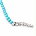 Vintage-Inspired Turquoise Bead Snake Lariat Necklace, Silver Tone, view 3