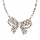 Christian Dior Vintage Crystal Ribbon Bow Necklace, Silver Tone, view 2