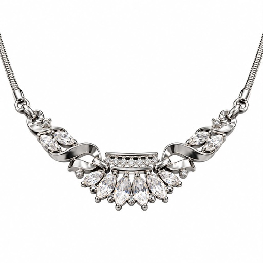 Trifari Vintage 1950s Coronet Clear Rhinestone Necklace, Silver Tone, view 2