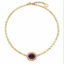 Christian Dior Vintage 1980s Purple Oval Stone Necklace and Pierced Earrings Set, Gold Plated, view 2